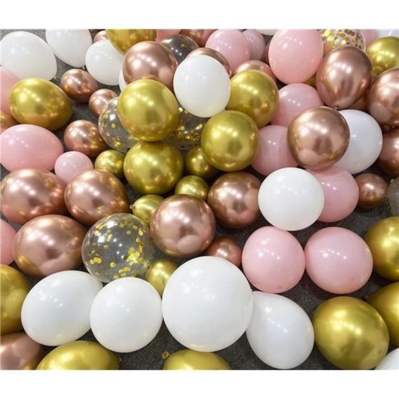 RoseGold PinkWhite Balloon GarlandArch 160PCS with Confetti Balloons Baby Shower - Picture 2 of 6